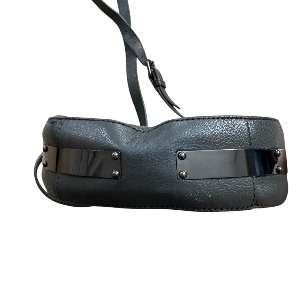 Vince Camuto | Dark Grey Charcoal Saddle Crossbody Bag Pebbled